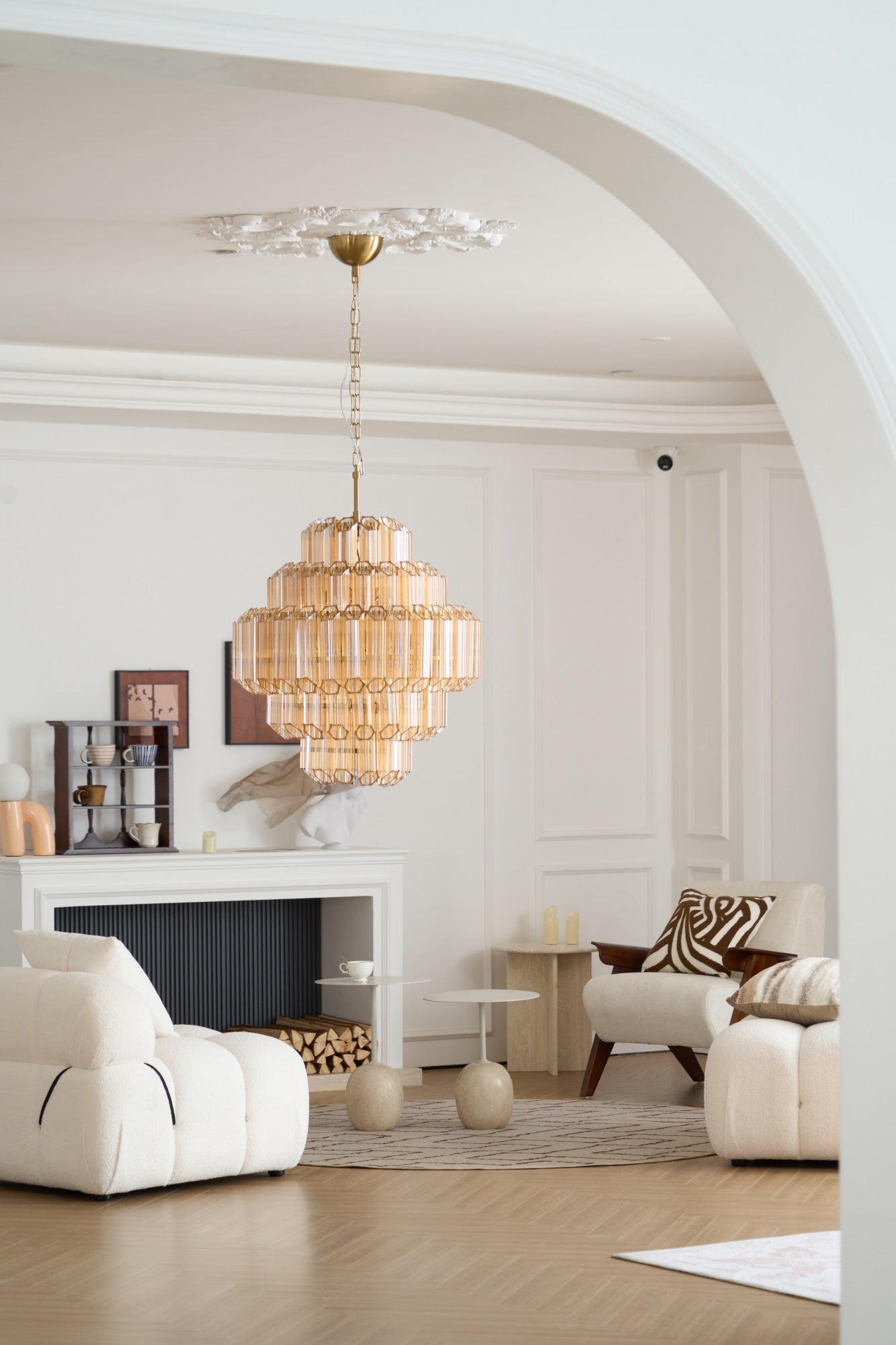 Aurora Chandelier Aurum Cascade Murano Glass Prism Art - Letslighting