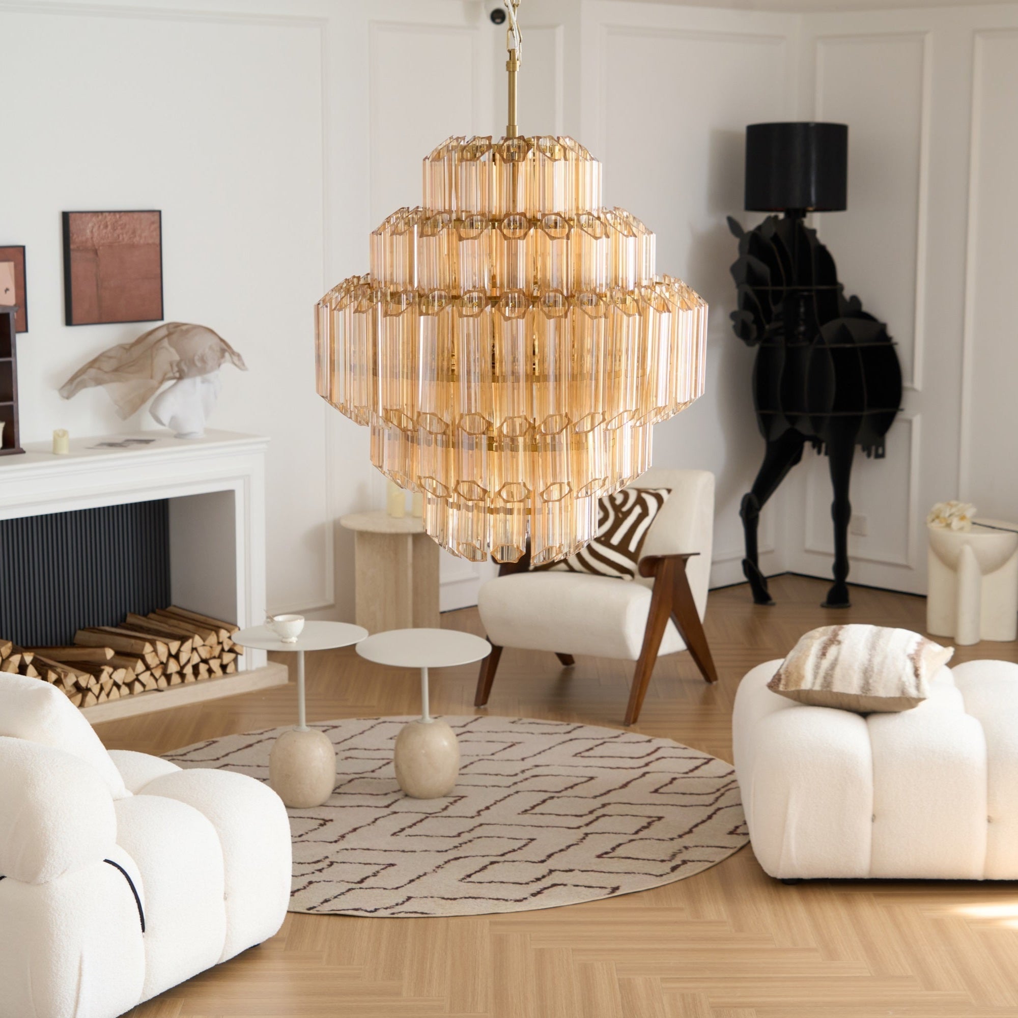 Aurora Chandelier Aurum Cascade Murano Glass Prism Art - Letslighting