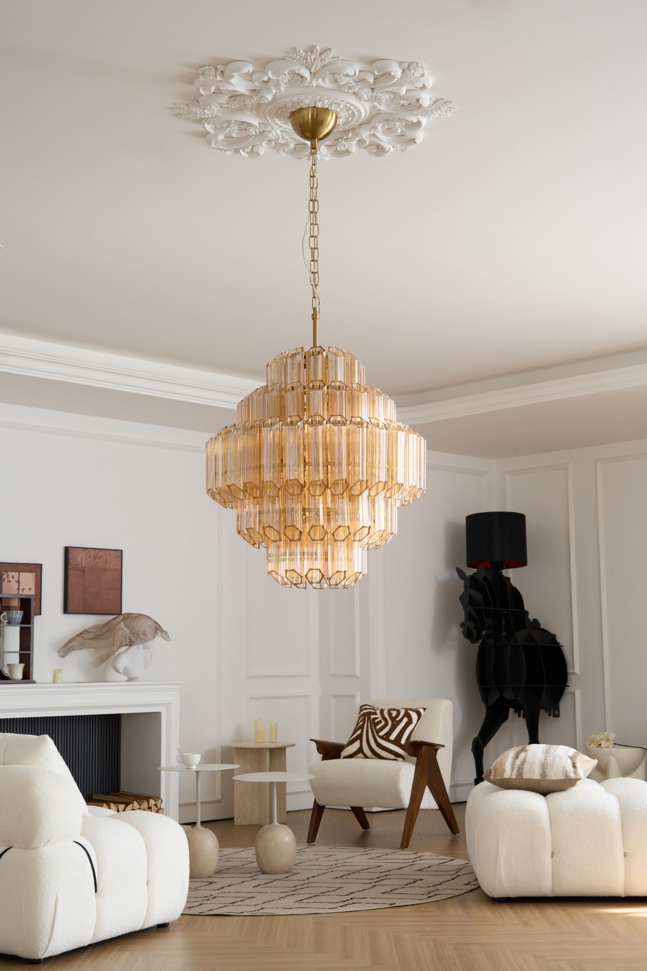 Aurora Chandelier Aurum Cascade Murano Glass Prism Art - Letslighting