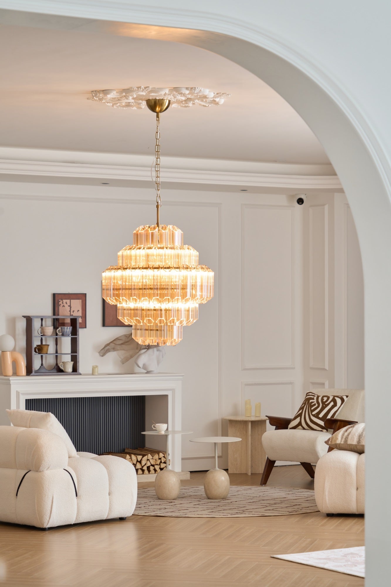 Aurora Chandelier Aurum Cascade Murano Glass Prism Art - Letslighting