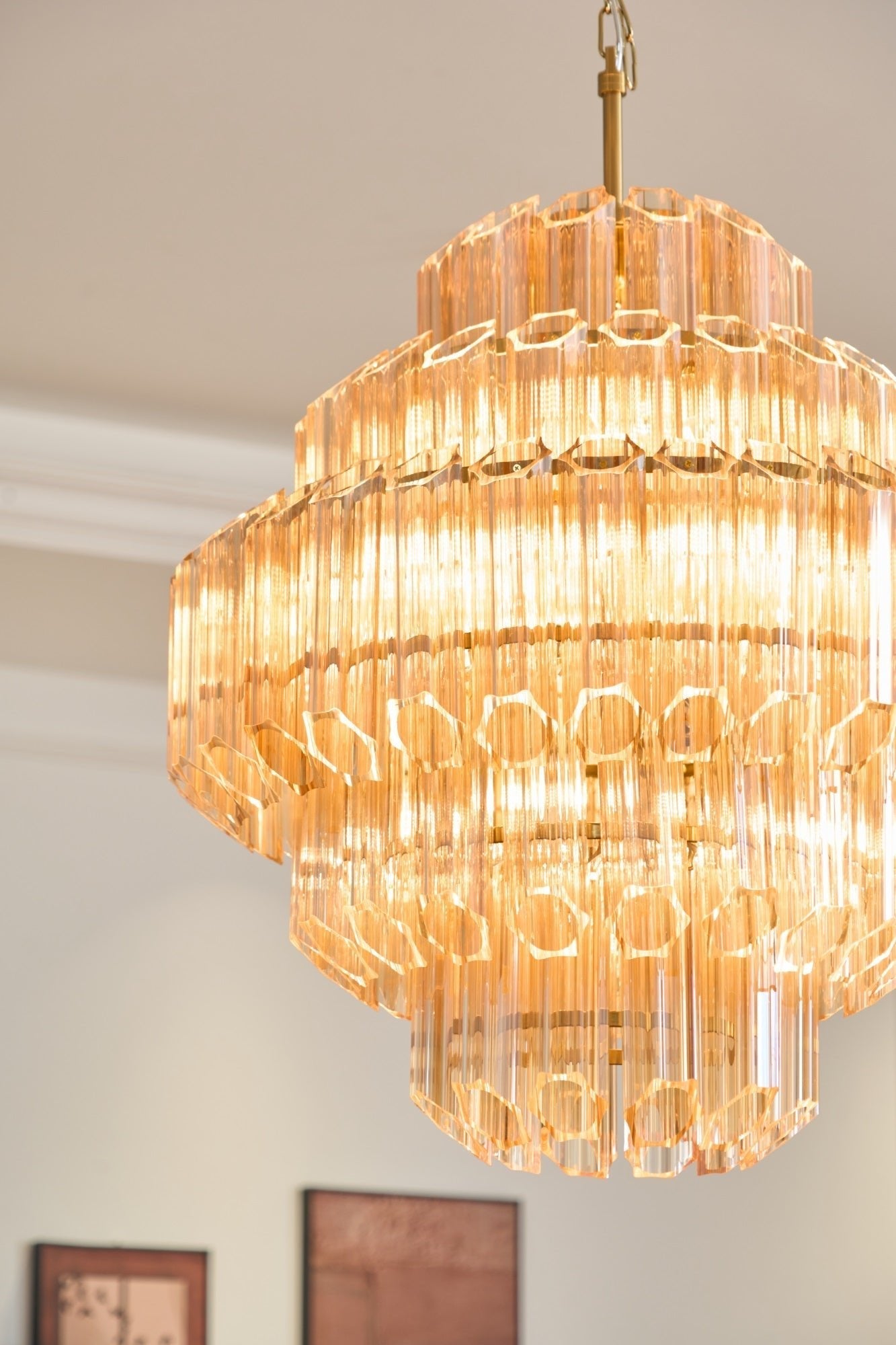 Aurora Chandelier Aurum Cascade Murano Glass Prism Art - Letslighting