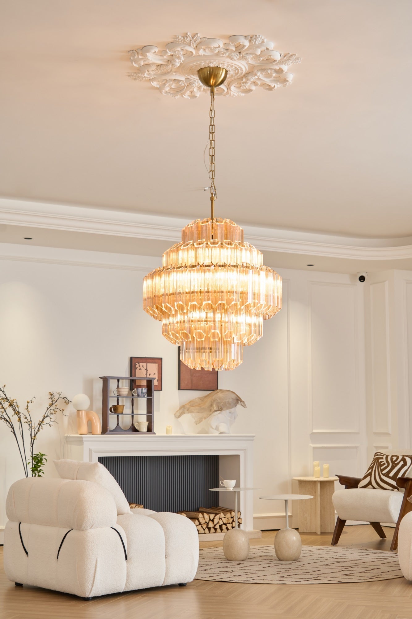 Aurora Chandelier Aurum Cascade Murano Glass Prism Art - Letslighting