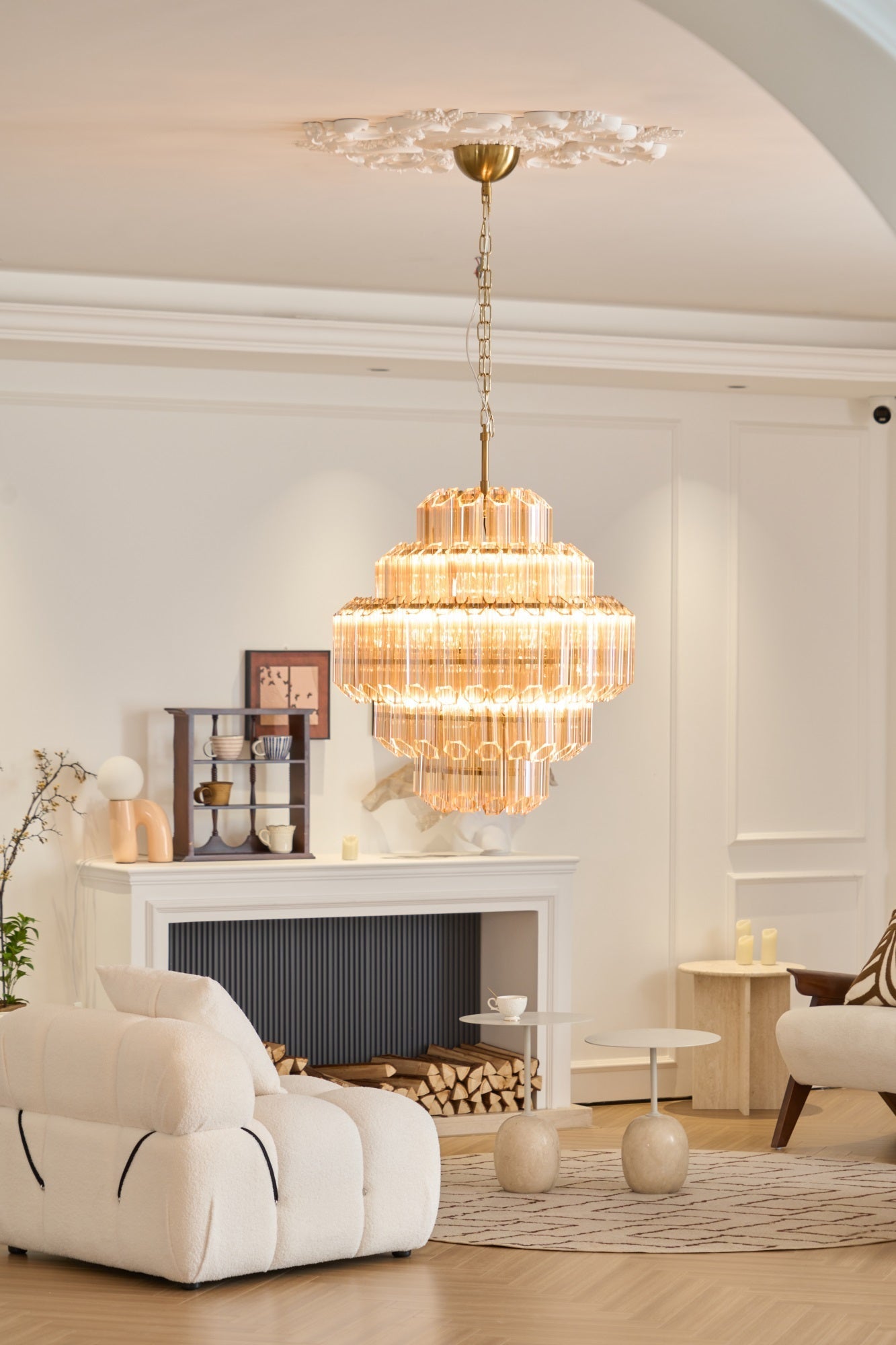 Aurora Chandelier Aurum Cascade Murano Glass Prism Art - Letslighting