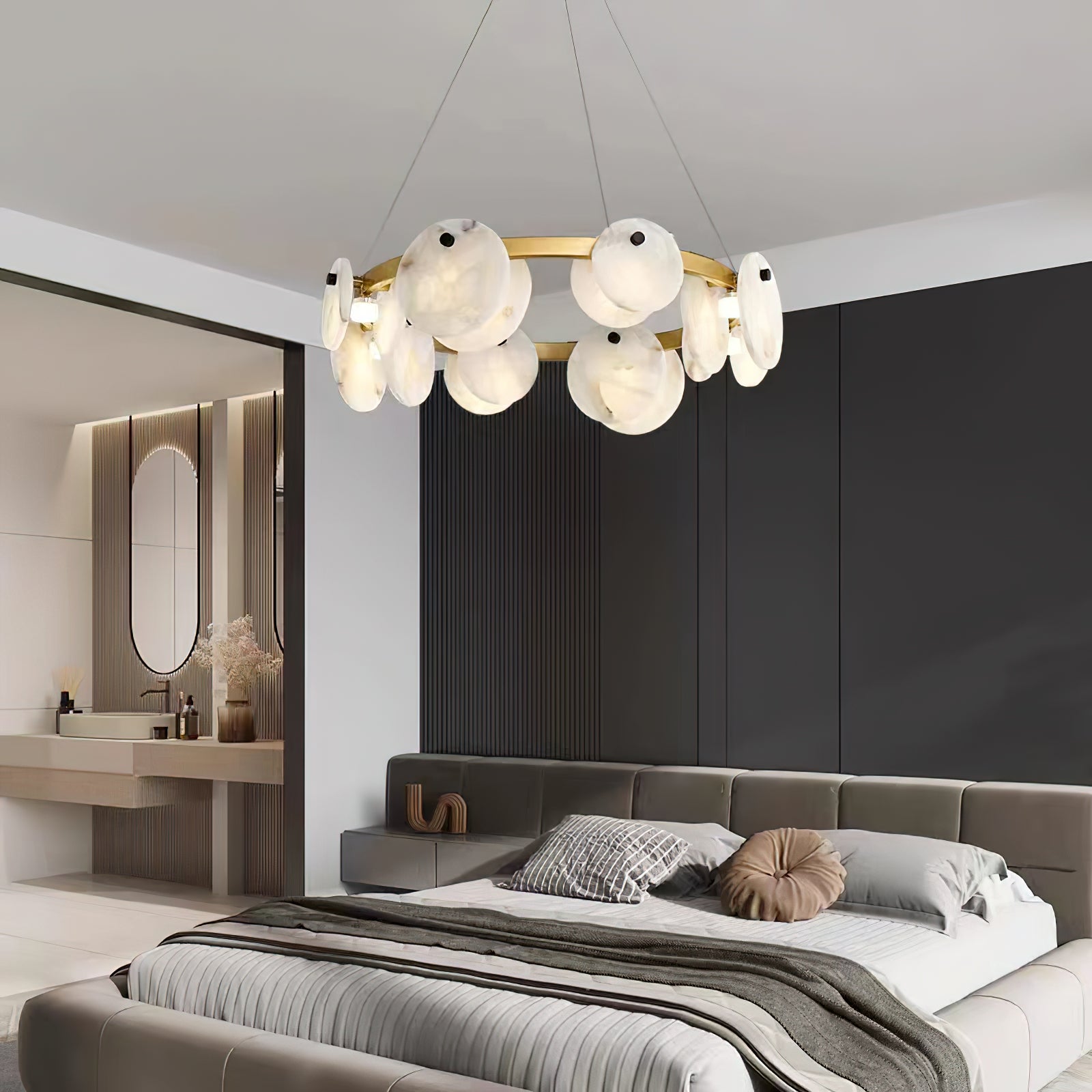Ostruvys Postmodern Luxury Brass Alabaster Chandelier - Letslighting