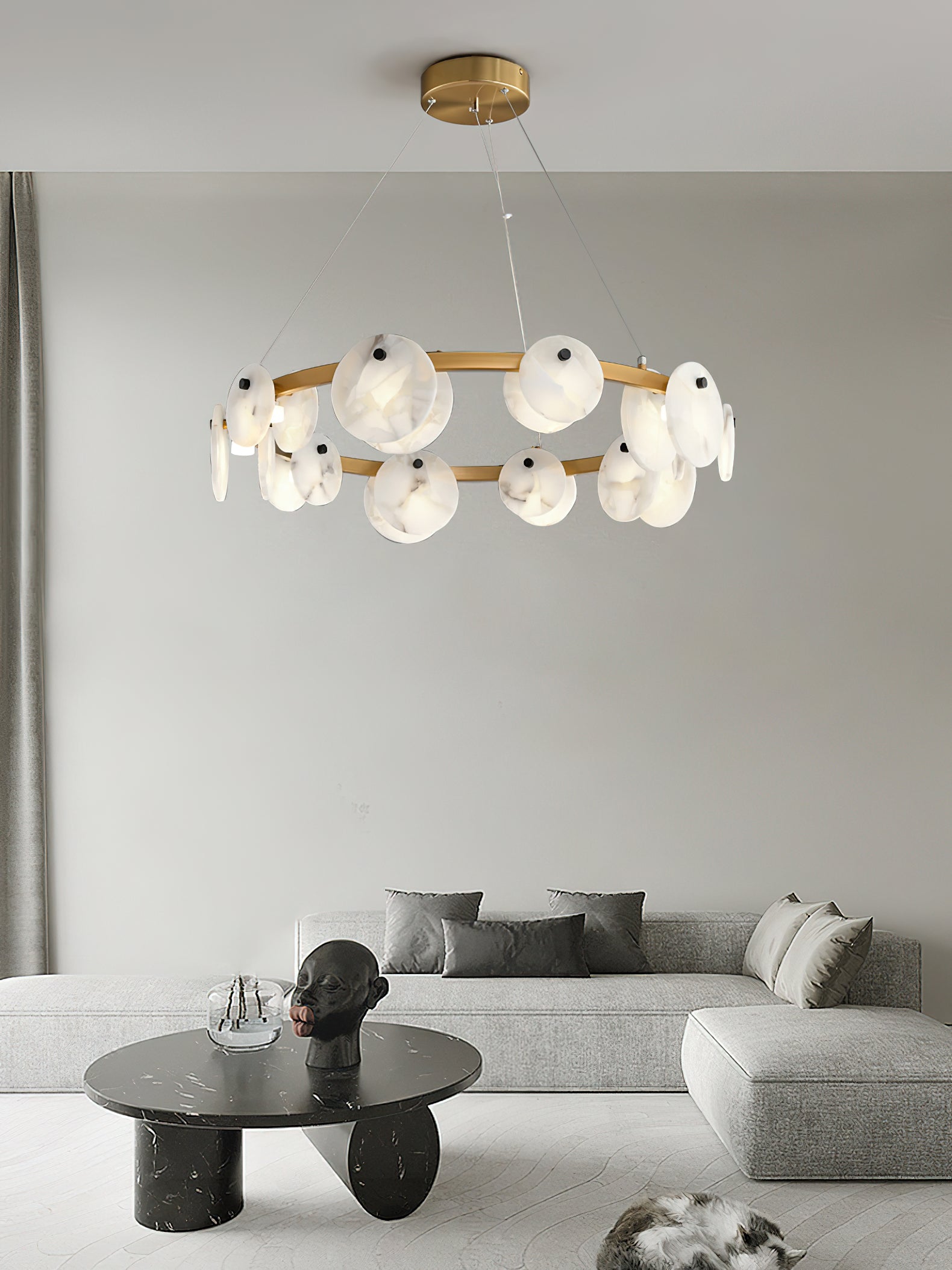 Ostruvys Postmodern Luxury Brass Alabaster Chandelier - Letslighting