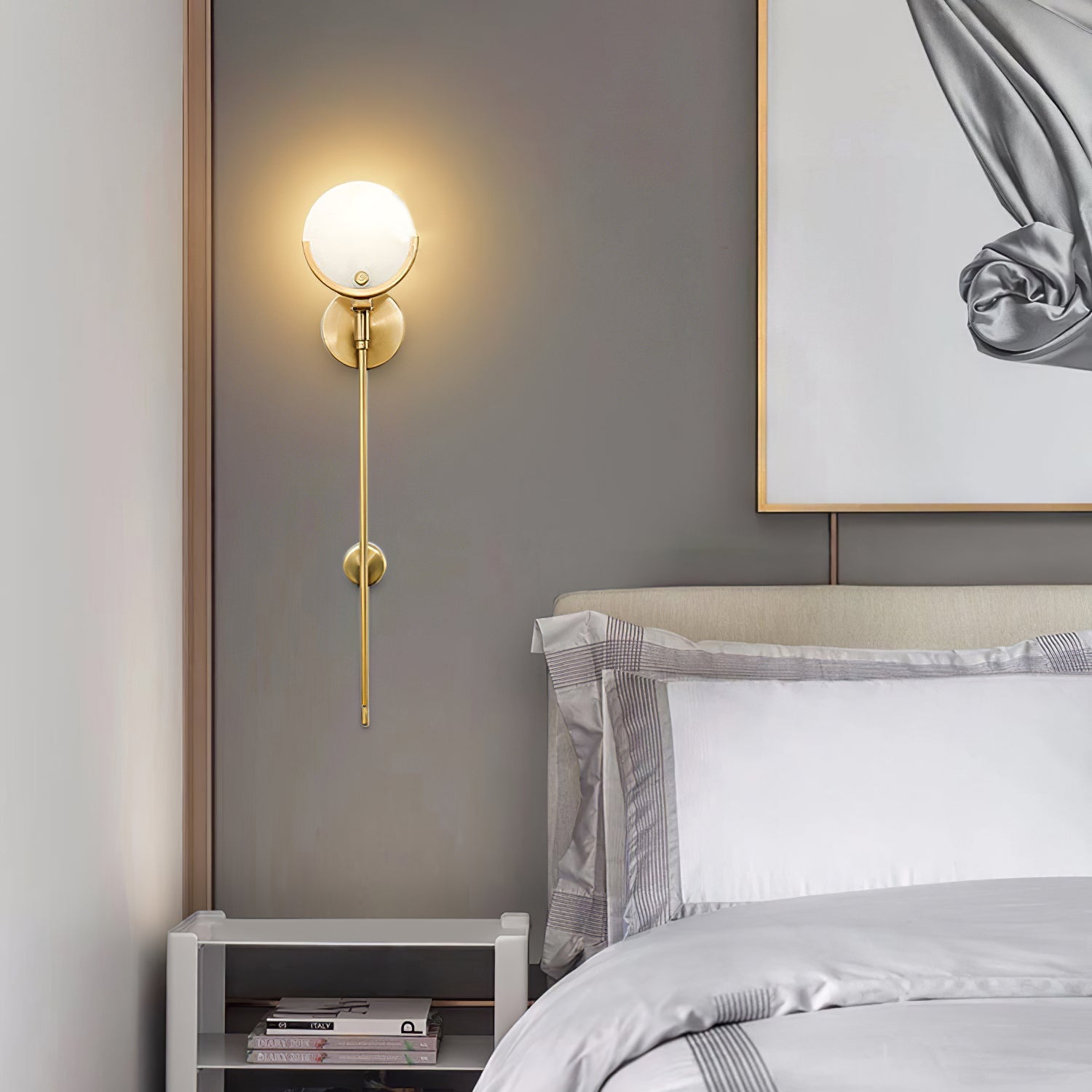 Kristy Brass Sconce Alabaster