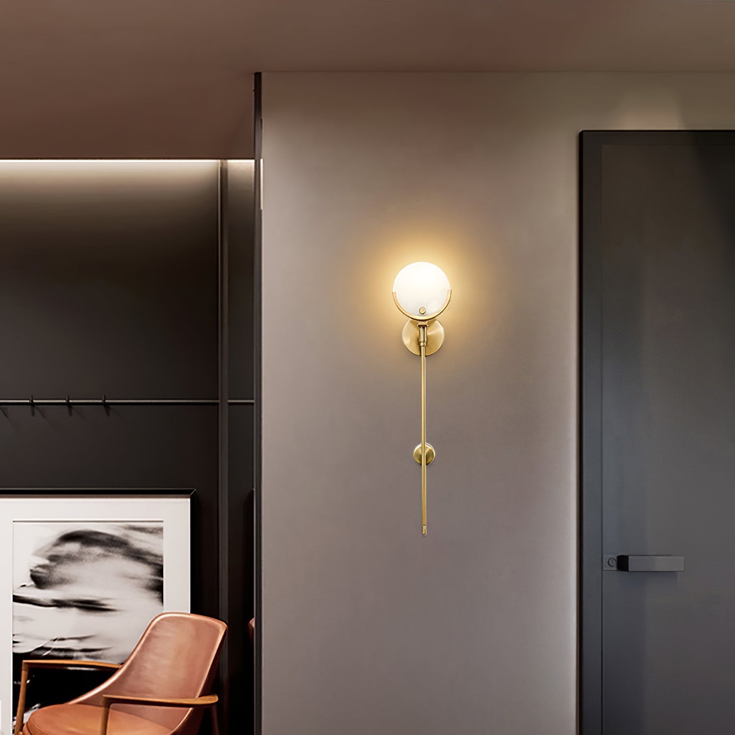 Kristy Brass Sconce Alabaster