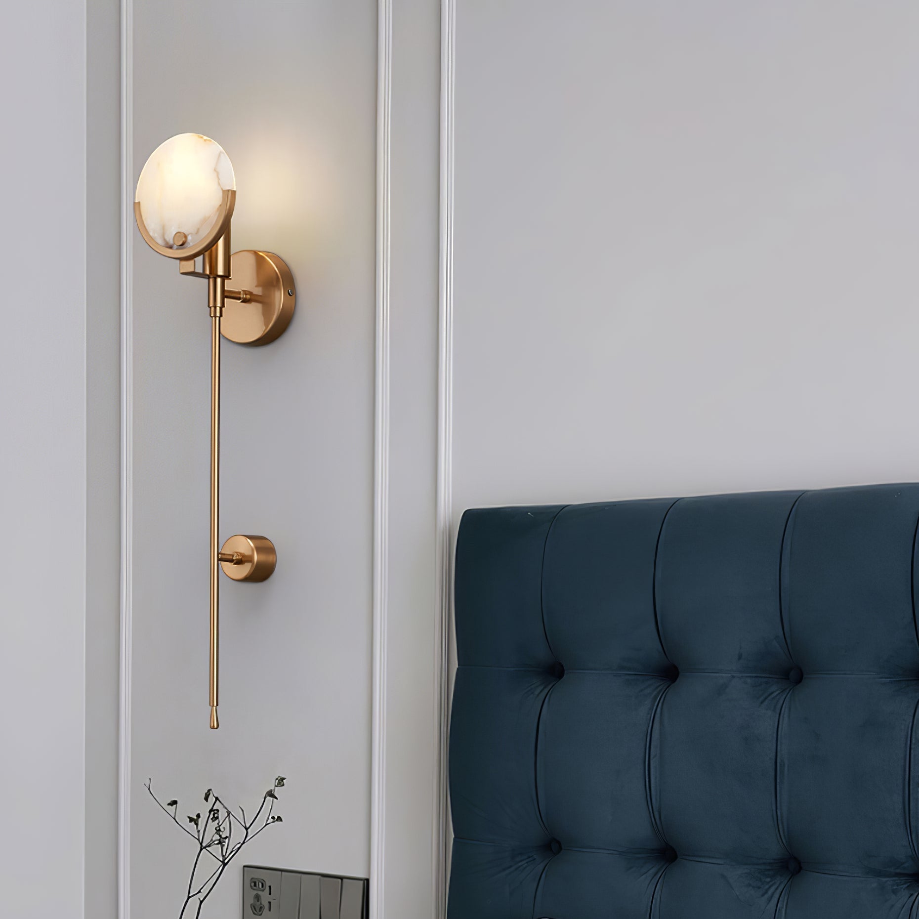 Kristy Brass Sconce Alabaster