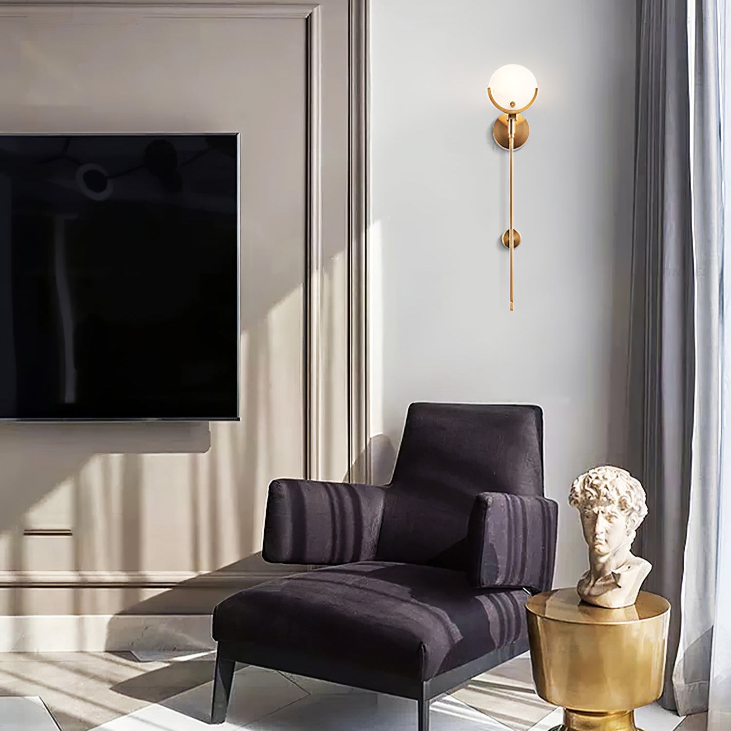 Kristy Brass Sconce Alabaster