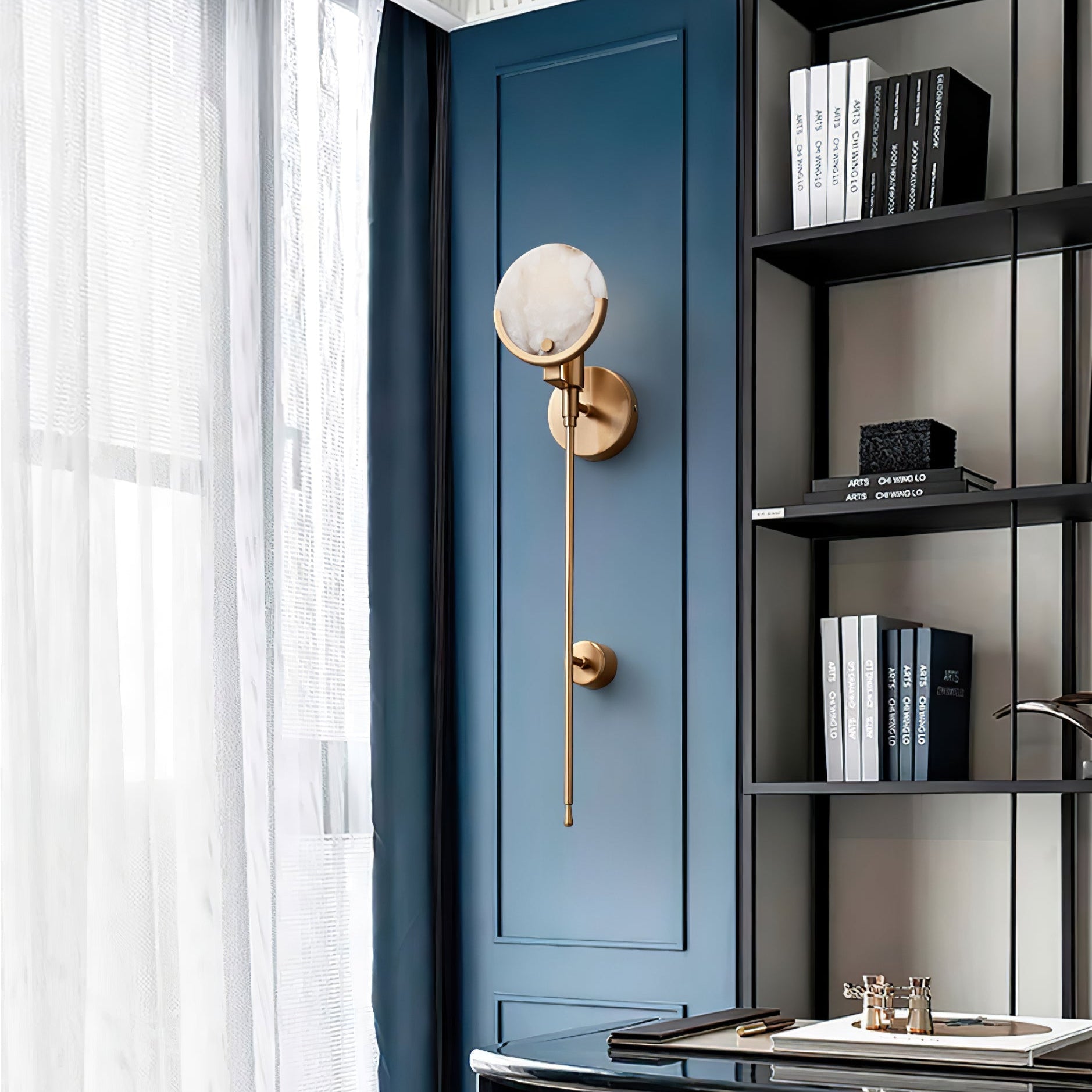 Kristy Brass Sconce Alabaster