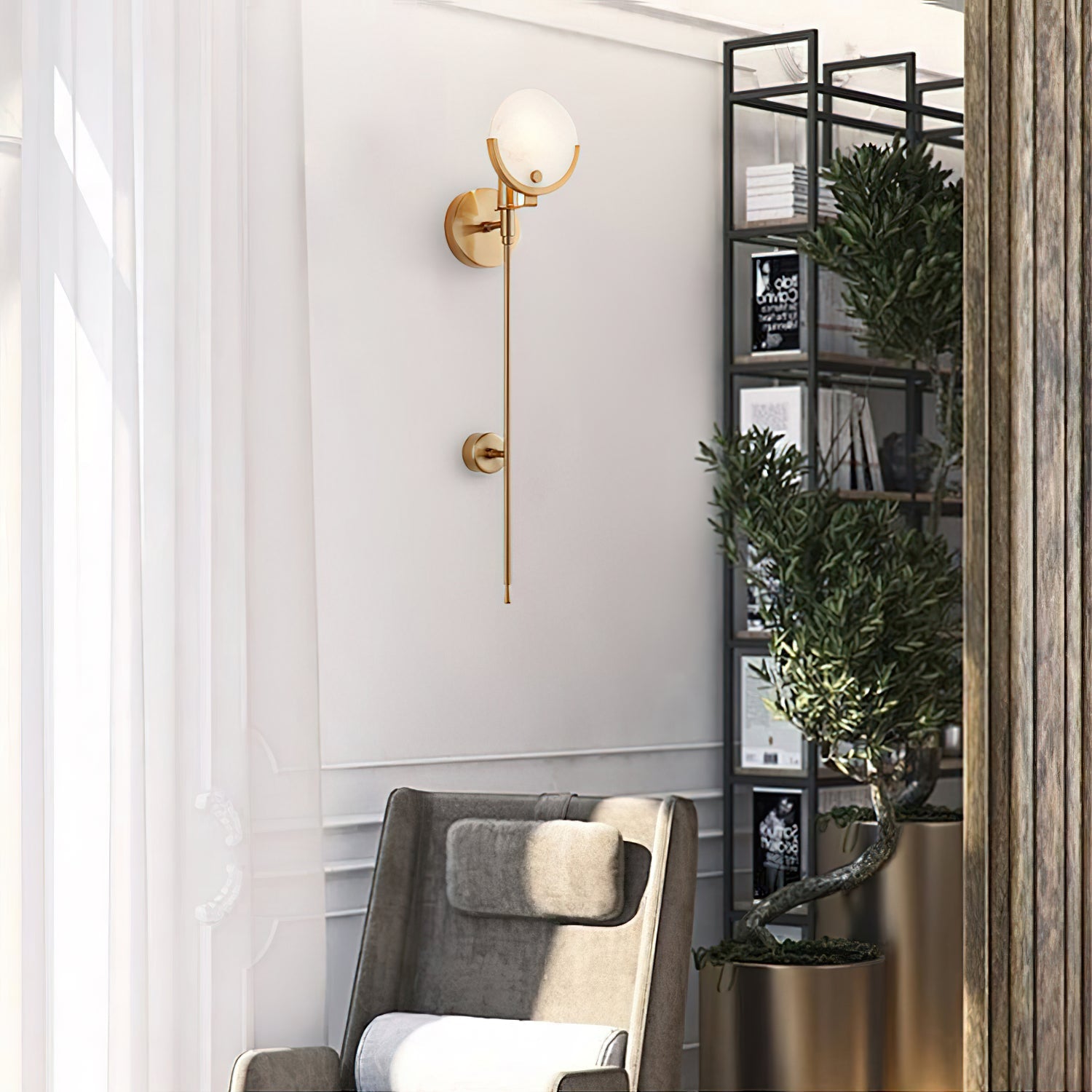 Kristy Brass Sconce Alabaster
