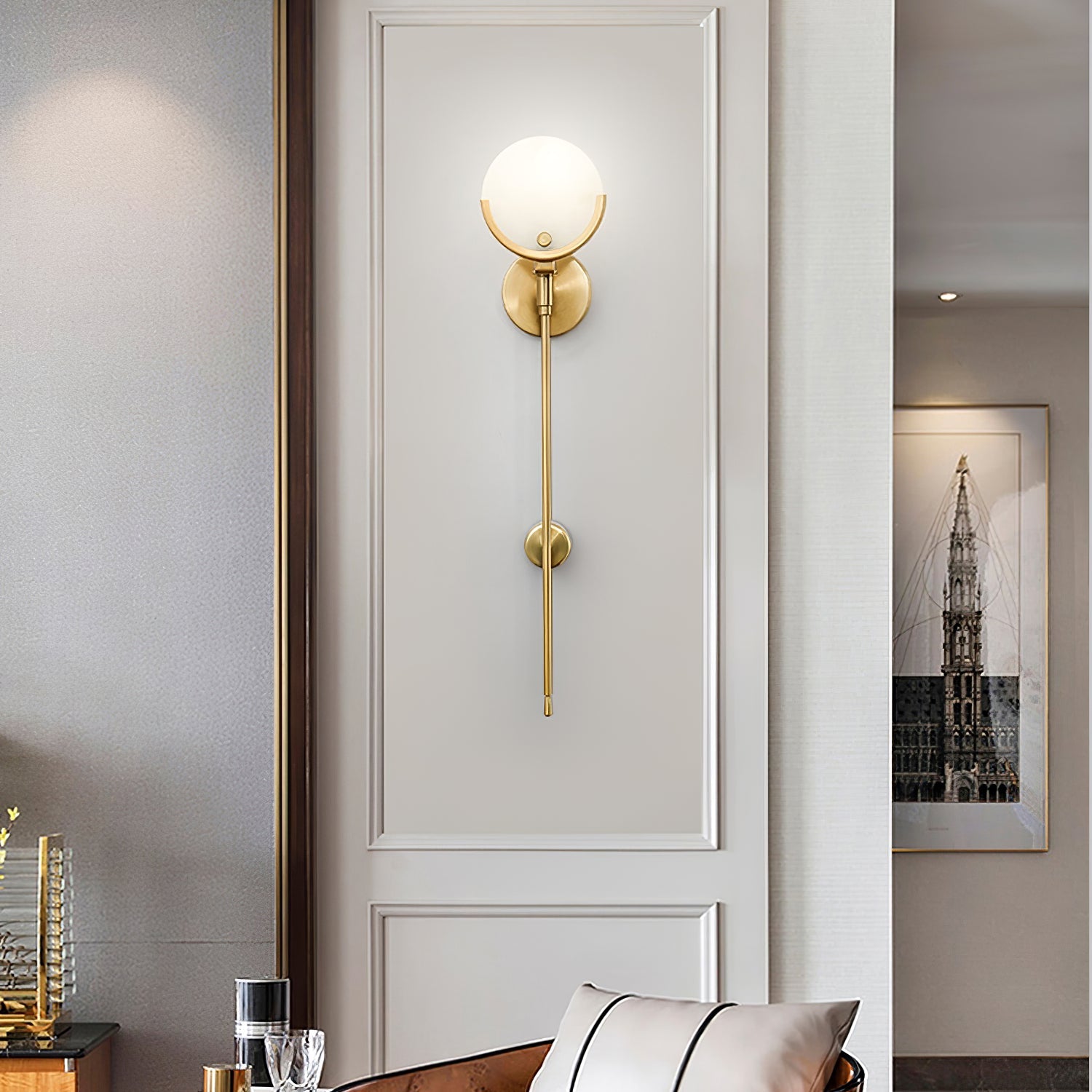 Kristy Brass Sconce Alabaster