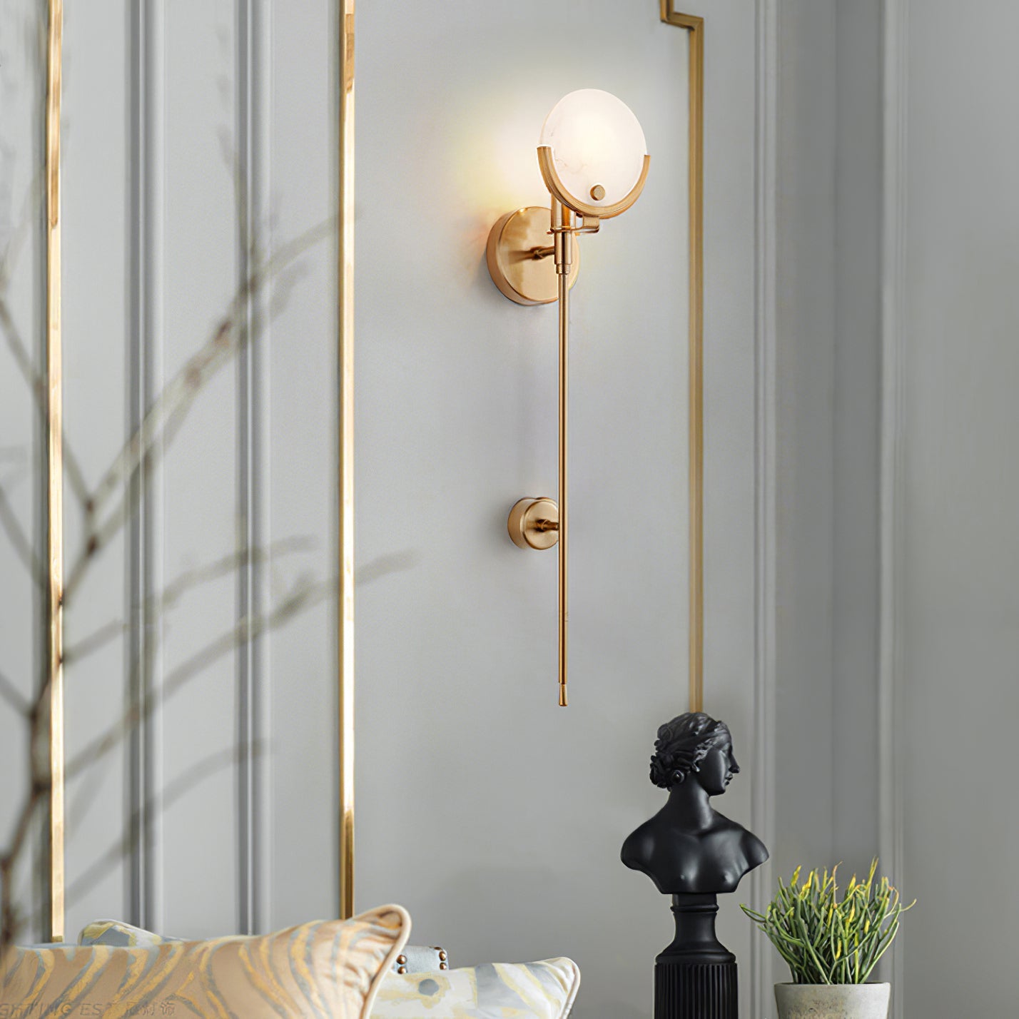 Kristy Brass Sconce Alabaster