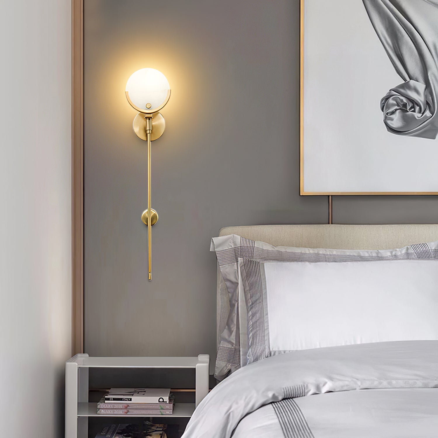 Kristy Brass Sconce Alabaster