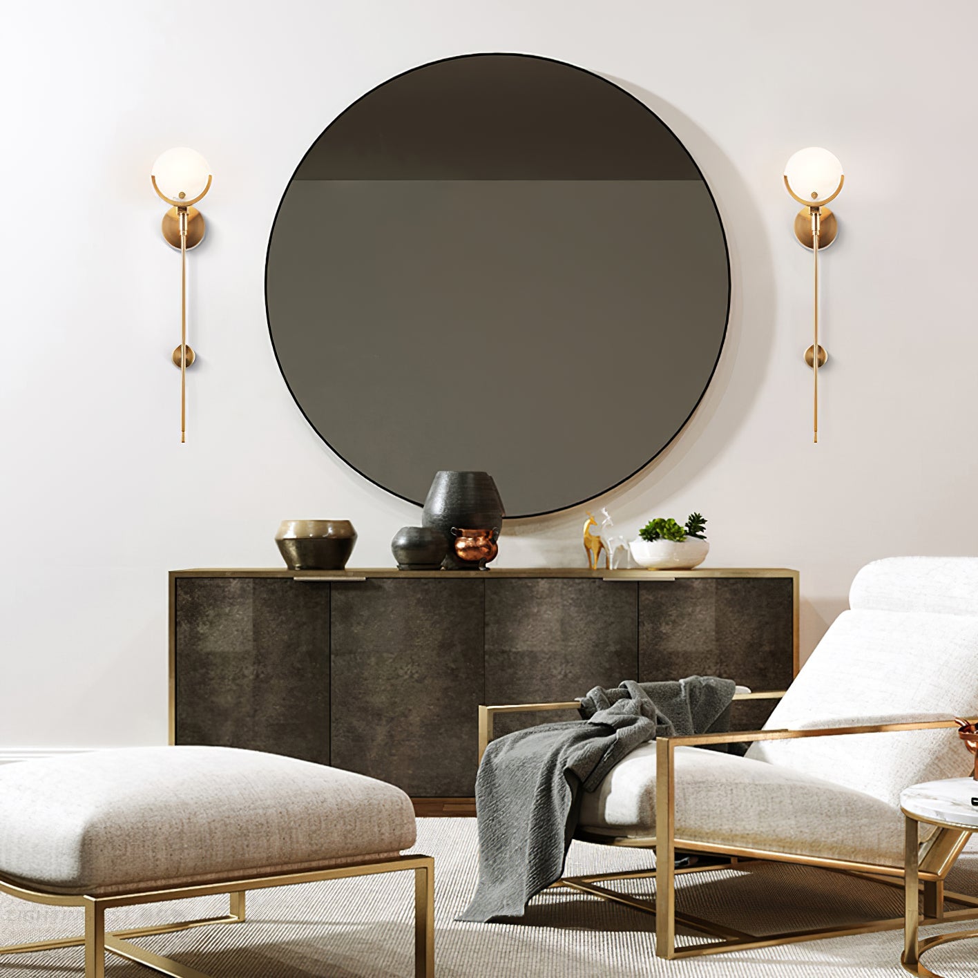 Kristy Brass Sconce Alabaster