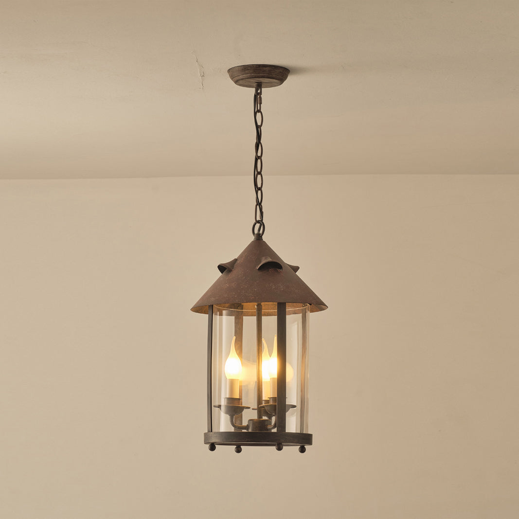 Tinduvyh Vintage Industrial Metal Glass Lantern Pendant Lamp - Letslighting