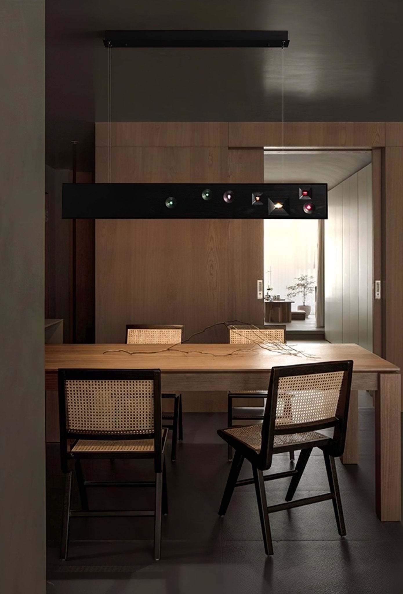 Lustra Pendant Light Wood Gemstone Linear LED - Letslighting