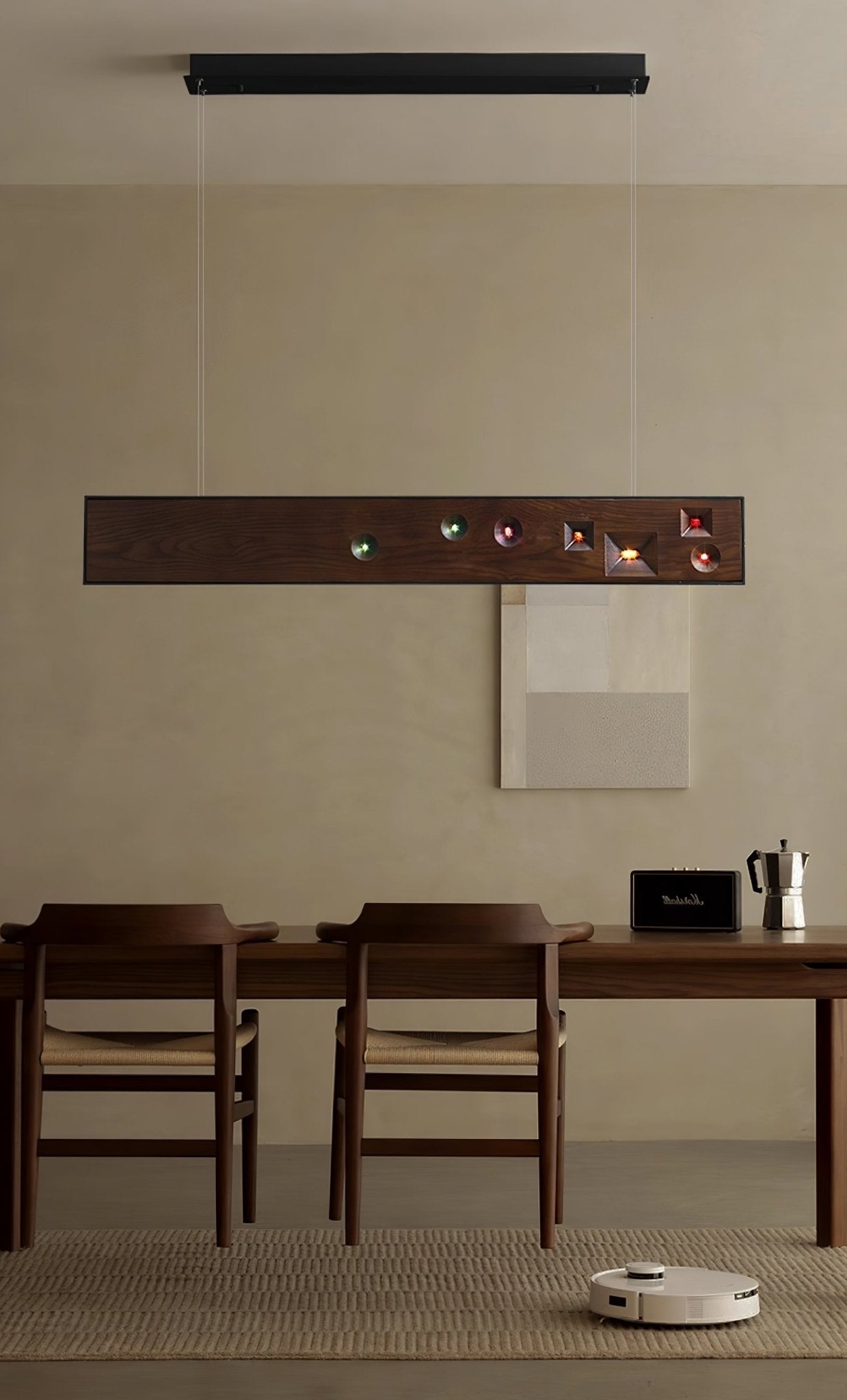 Lustra Pendant Light Wood Gemstone Linear LED - Letslighting