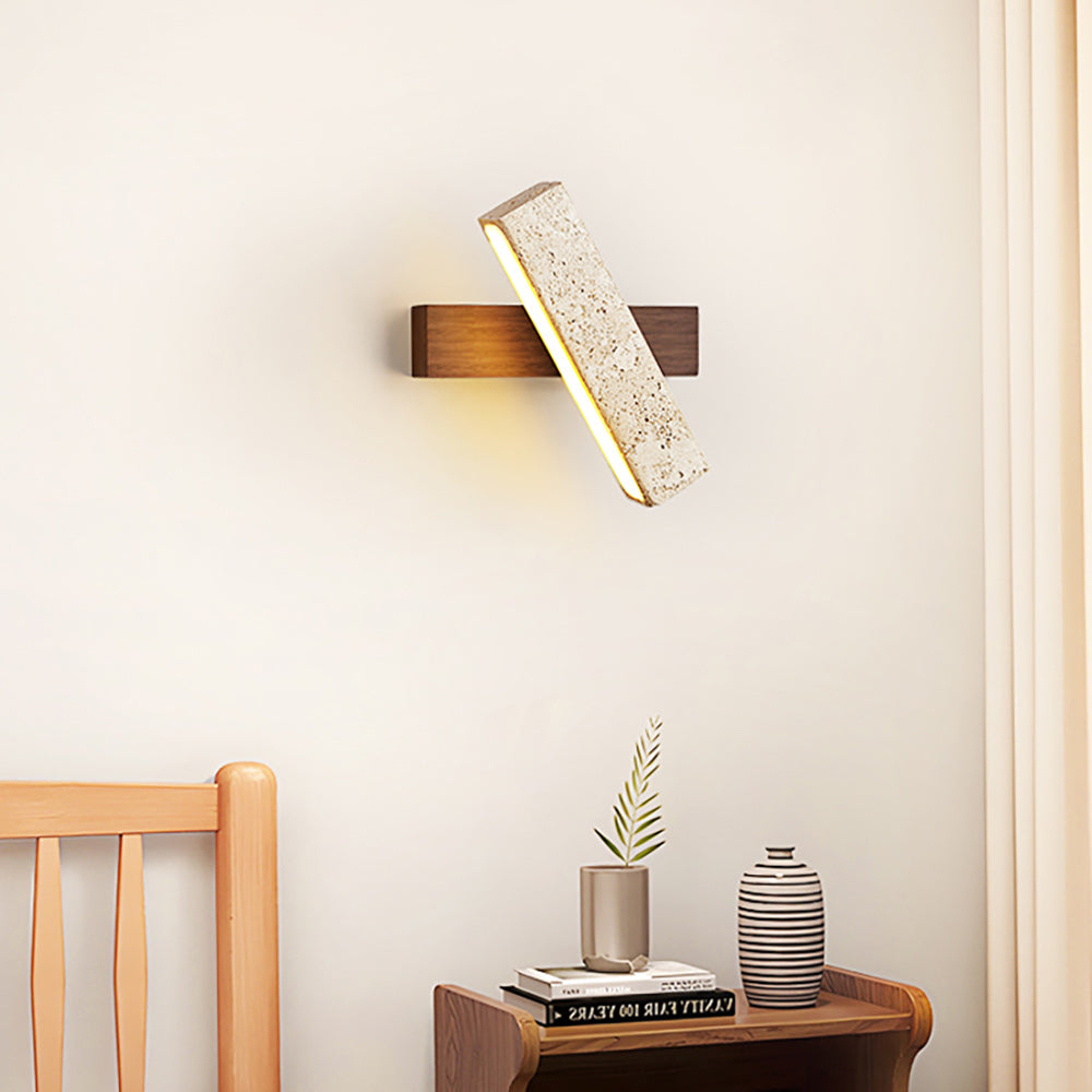 Ostruvyo Linear Walnut Travertine Wall Lamp - Letslighting