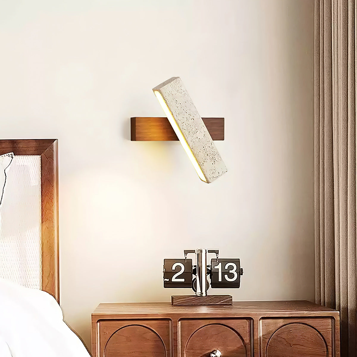 Ostruvyo Linear Walnut Travertine Wall Lamp - Letslighting