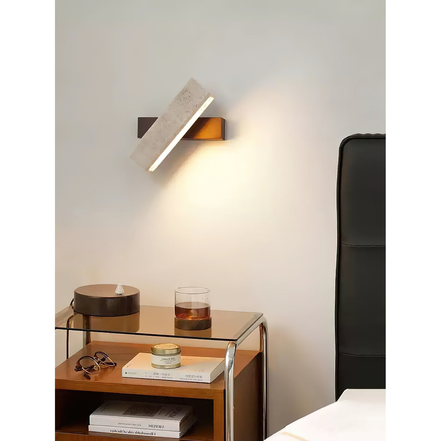 Ostruvyo Linear Walnut Travertine Wall Lamp - Letslighting
