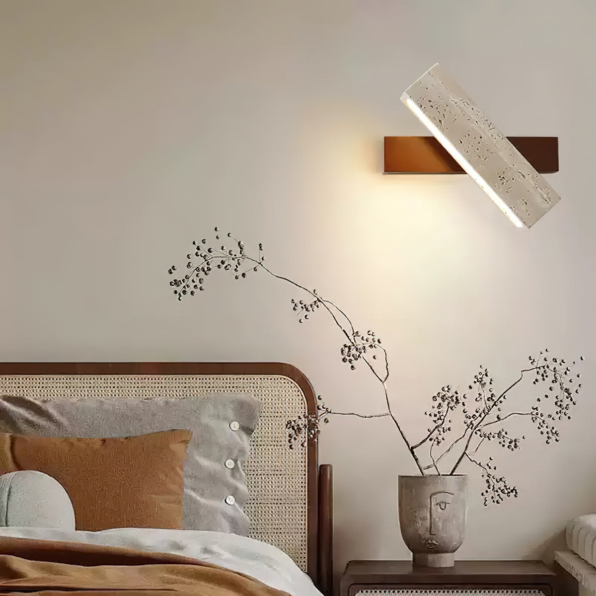 Ostruvyo Linear Walnut Travertine Wall Lamp - Letslighting