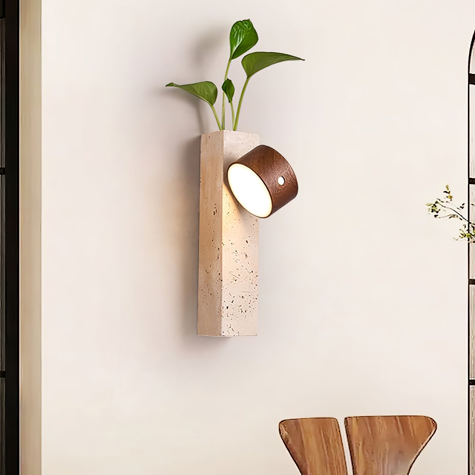 Zarinila Rectangular-Block Travertine Wall Light - Letslighting