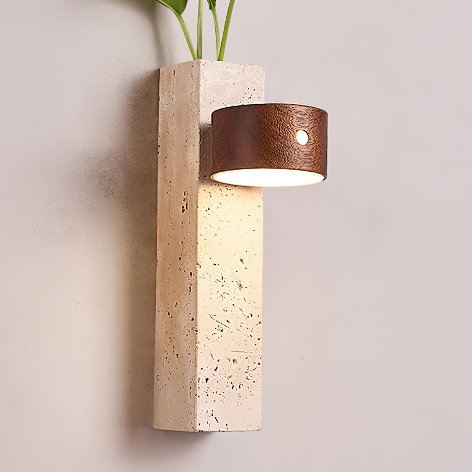 Zarinila Rectangular-Block Travertine Wall Light - Letslighting