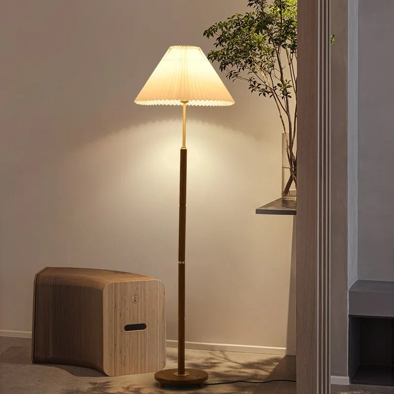 Haven Wood & Fabric Vintage Floor Lamp - Letslighting