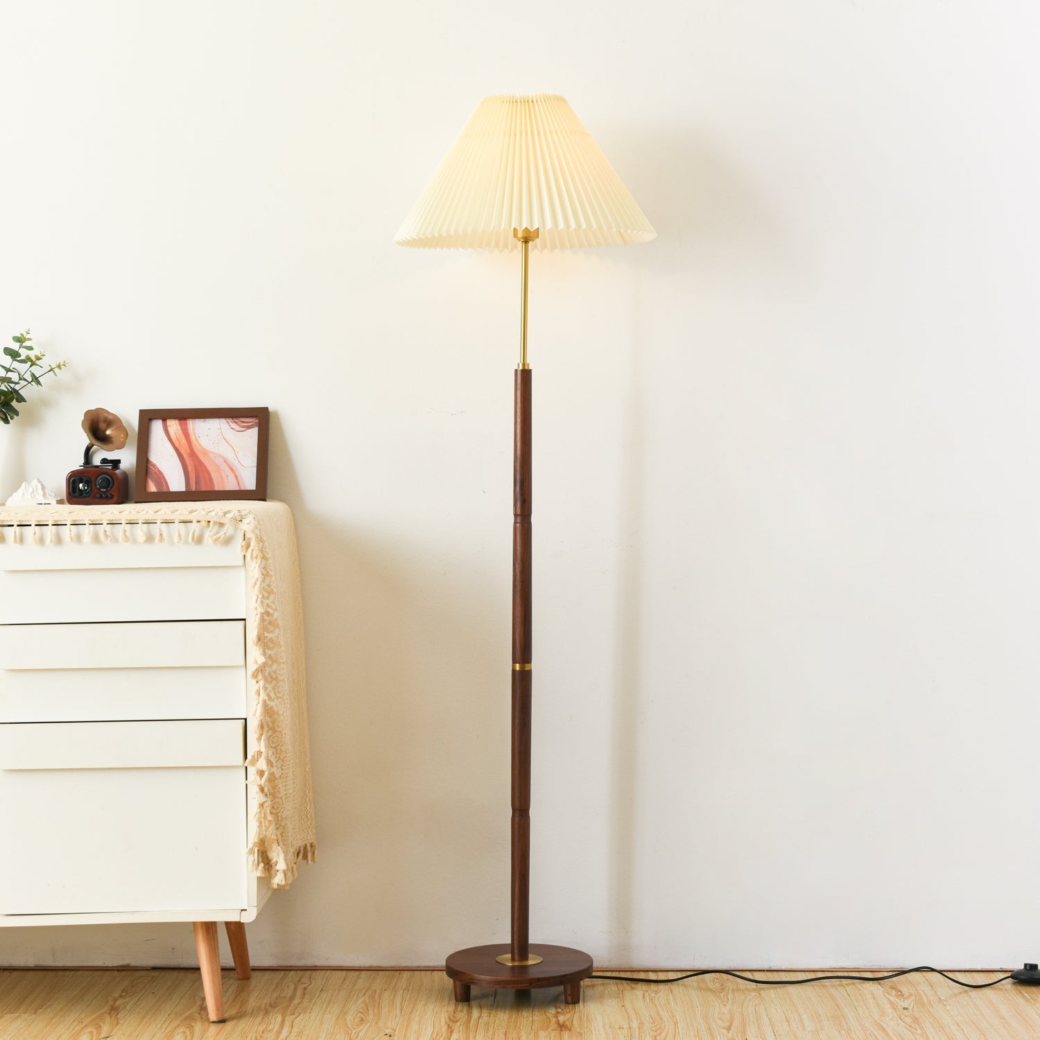 Haven Wood & Fabric Vintage Floor Lamp - Letslighting