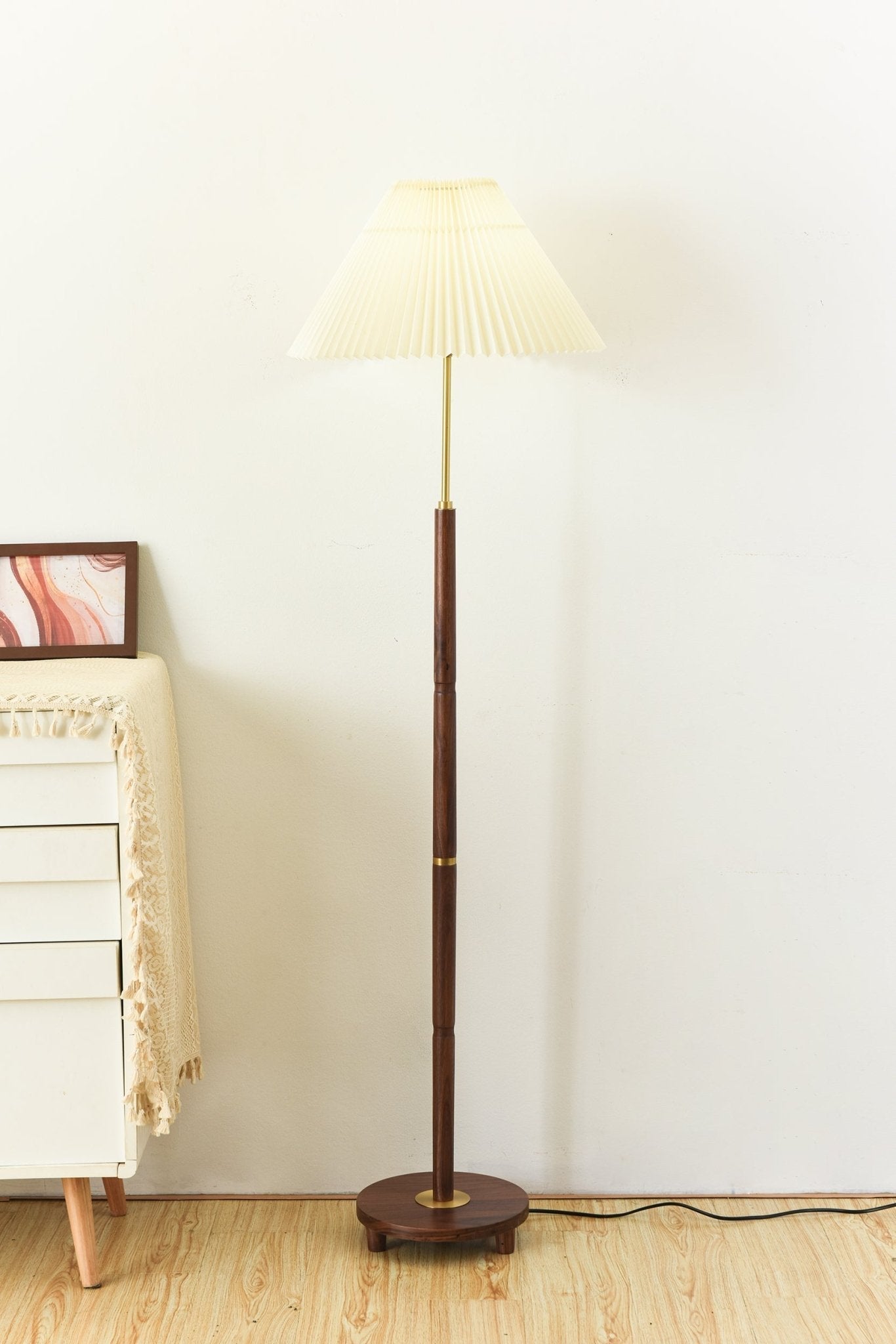 Haven Wood & Fabric Vintage Floor Lamp - Letslighting
