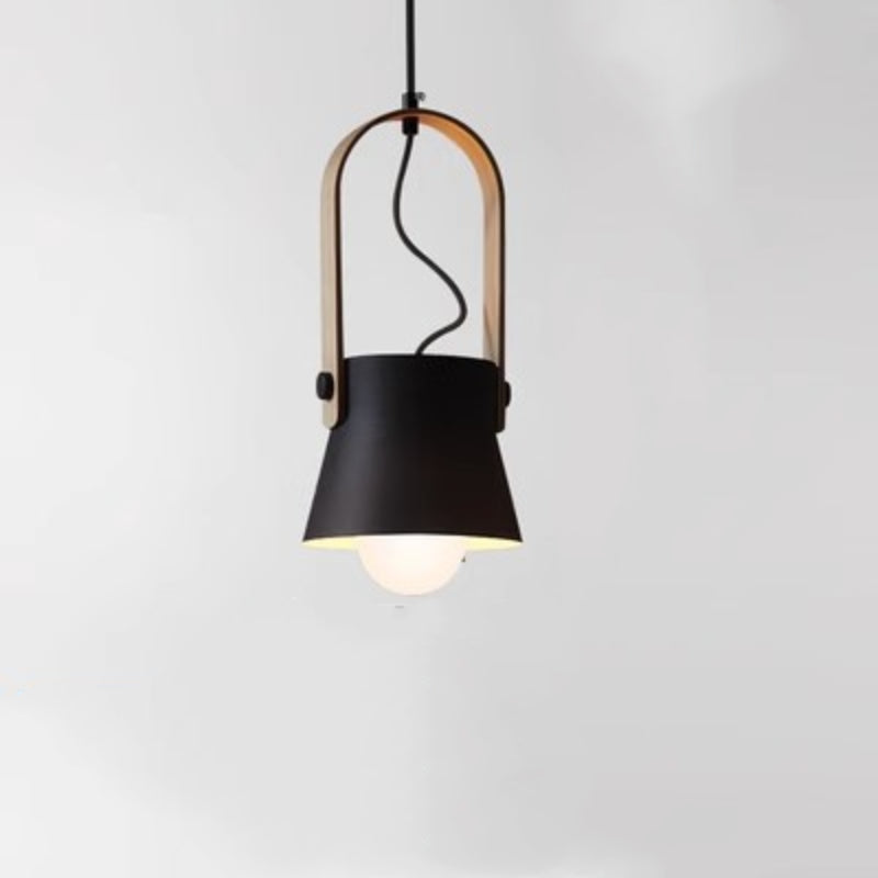 Valentina Vintage Pendant Light Black/Orange Metal/Wood Bedroom