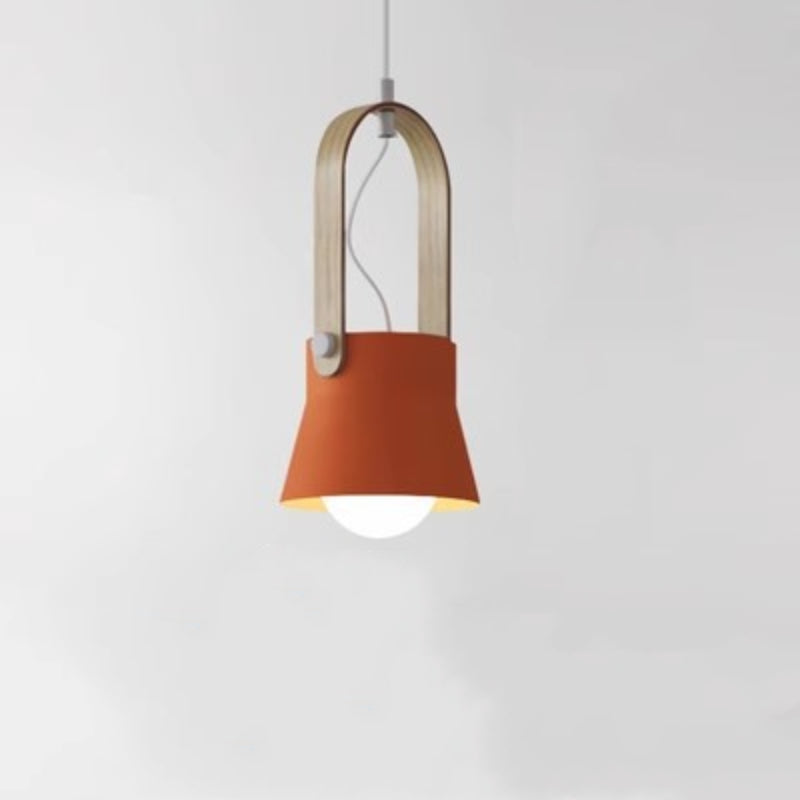 Valentina Vintage Pendant Light Black/Orange Metal/Wood Bedroom
