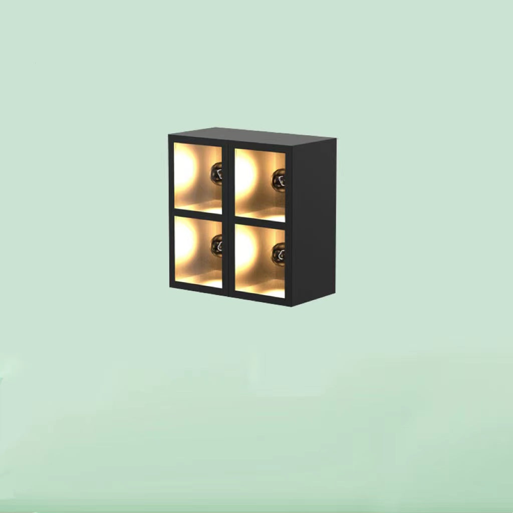 Ray Modern Cube Square Metal Glass Outdoor Wall Lamp