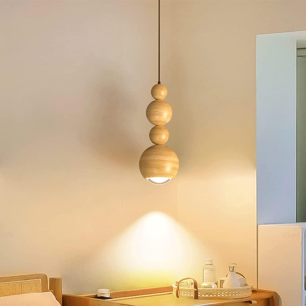 Ritta Vintage LED Pendant Globe Light Metal Wood Bedroom