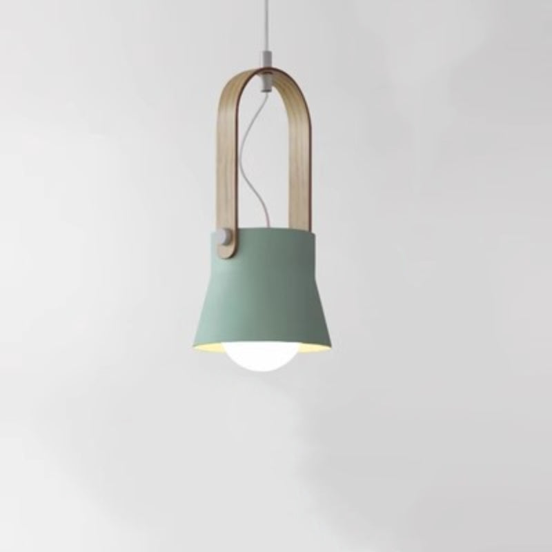 Valentina Vintage Pendant Light Black/Orange Metal/Wood Bedroom