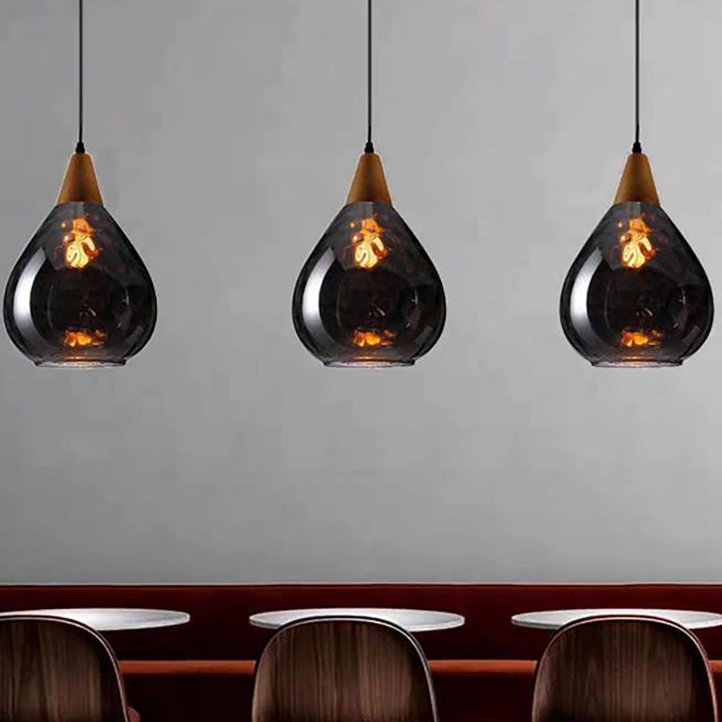 Avi Vintage Teardrop Pendant Light, Glass/Wood - Letslighting