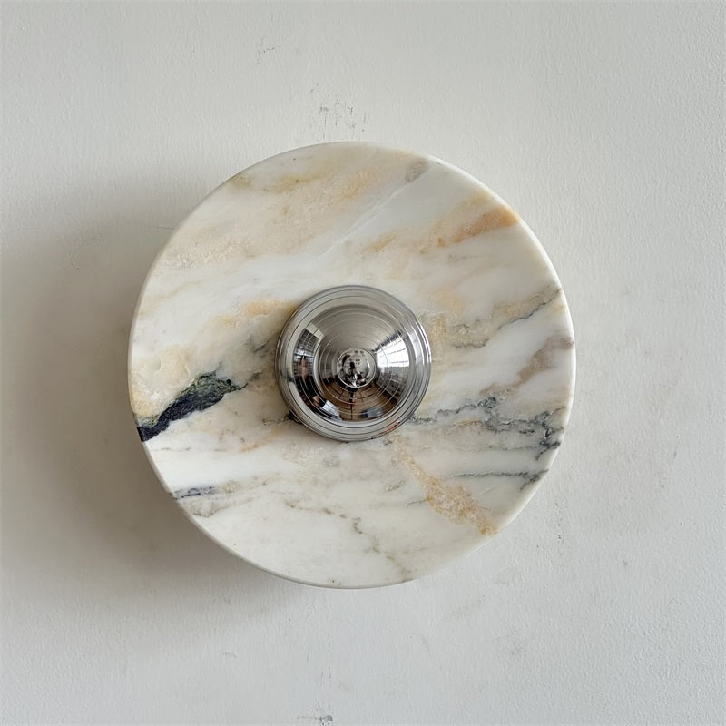 Alba Modern Minimalist Chrome Marble Wall Lamp - Letslighting