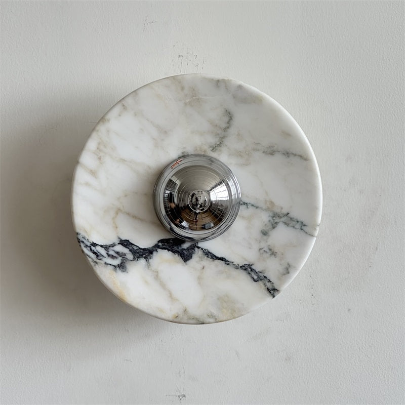 Alba Modern Minimalist Chrome Marble Wall Lamp - Letslighting
