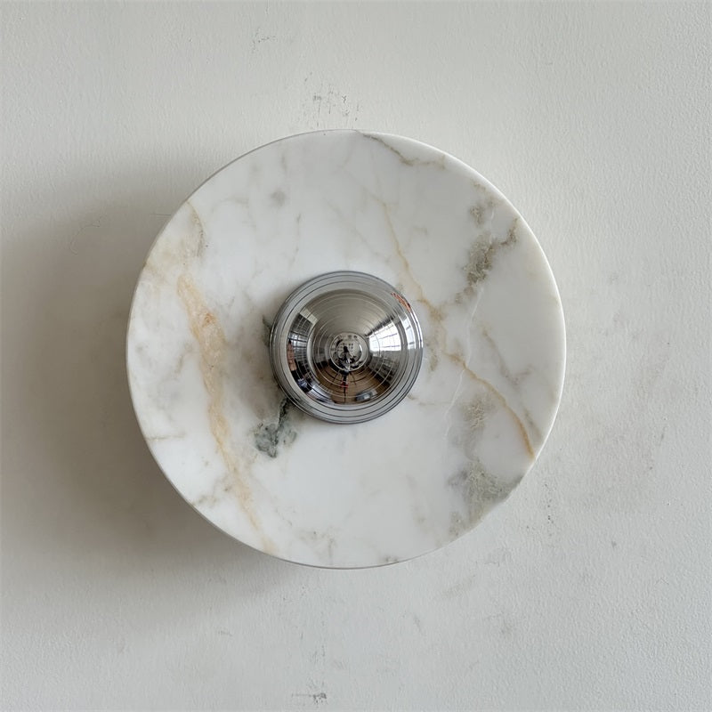 Alba Modern Minimalist Chrome Marble Wall Lamp - Letslighting