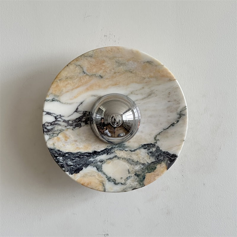 Alba Modern Minimalist Chrome Marble Wall Lamp - Letslighting