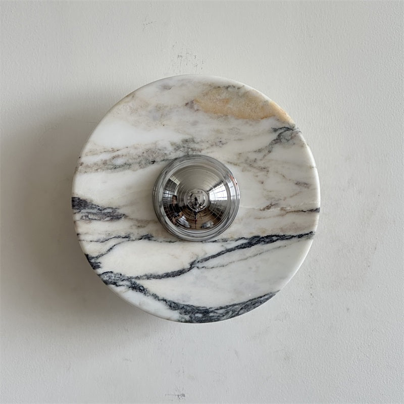 Alba Modern Minimalist Chrome Marble Wall Lamp - Letslighting