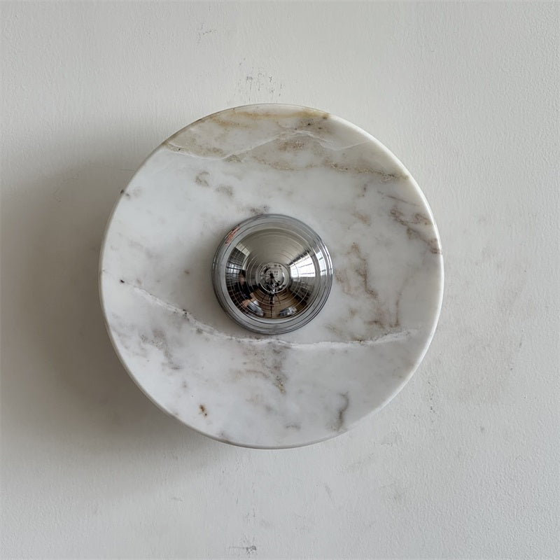 Alba Modern Minimalist Chrome Marble Wall Lamp - Letslighting