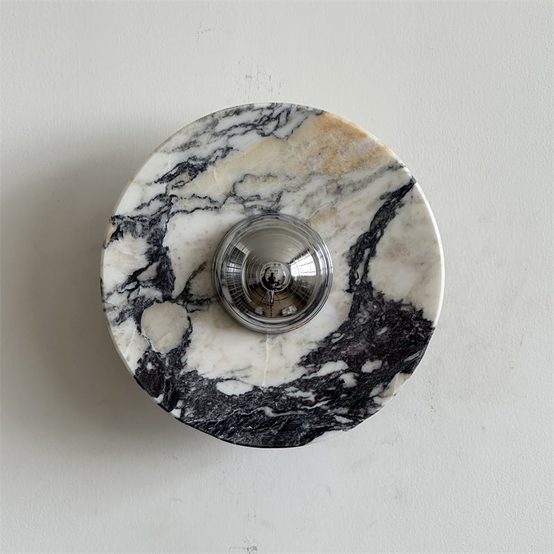 Alba Modern Minimalist Chrome Marble Wall Lamp - Letslighting