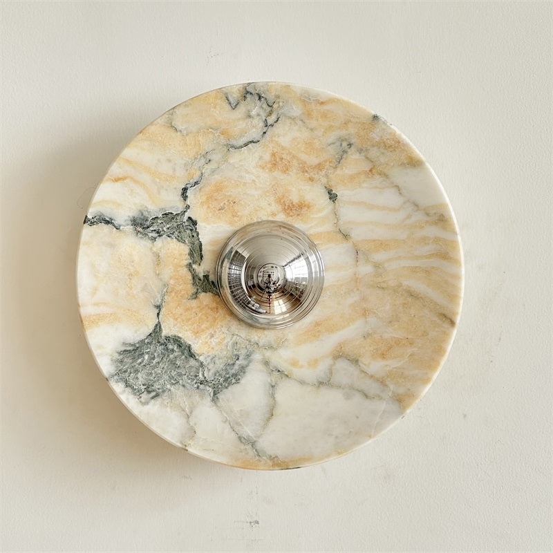 Zeno Modern Minimalist Round Chrome Marble Wall Sconce - Letslighting