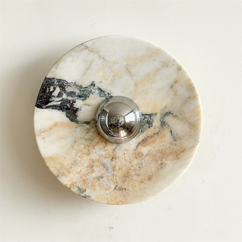 Zeno Modern Minimalist Round Chrome Marble Wall Sconce - Letslighting