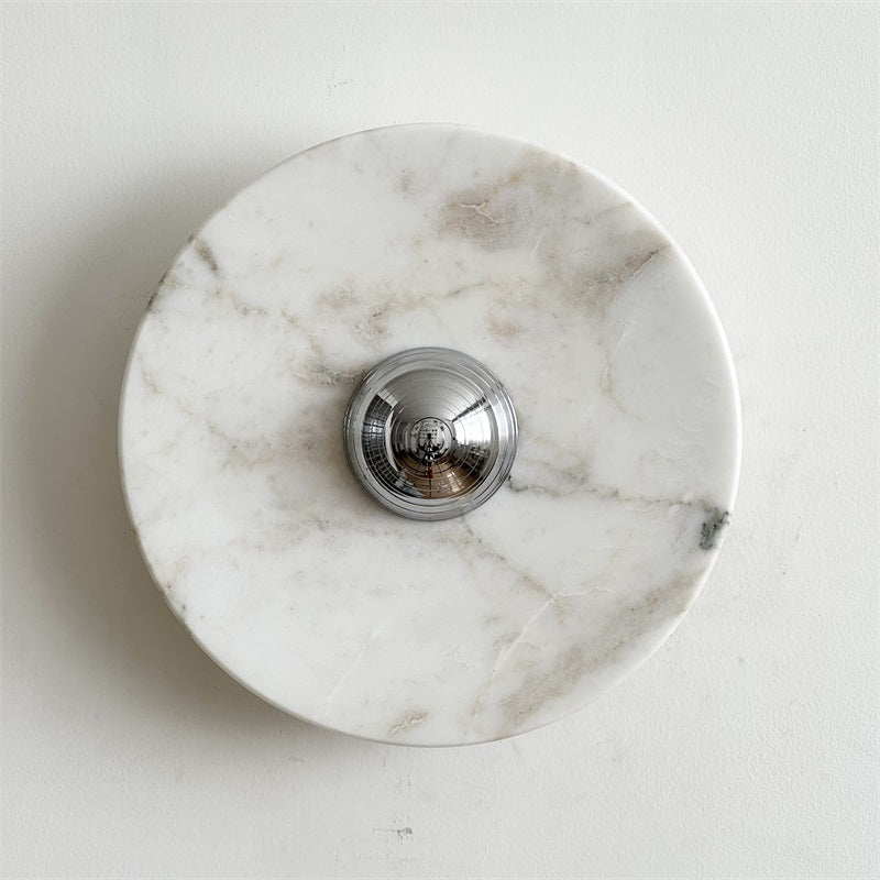 Zeno Modern Minimalist Round Chrome Marble Wall Sconce - Letslighting