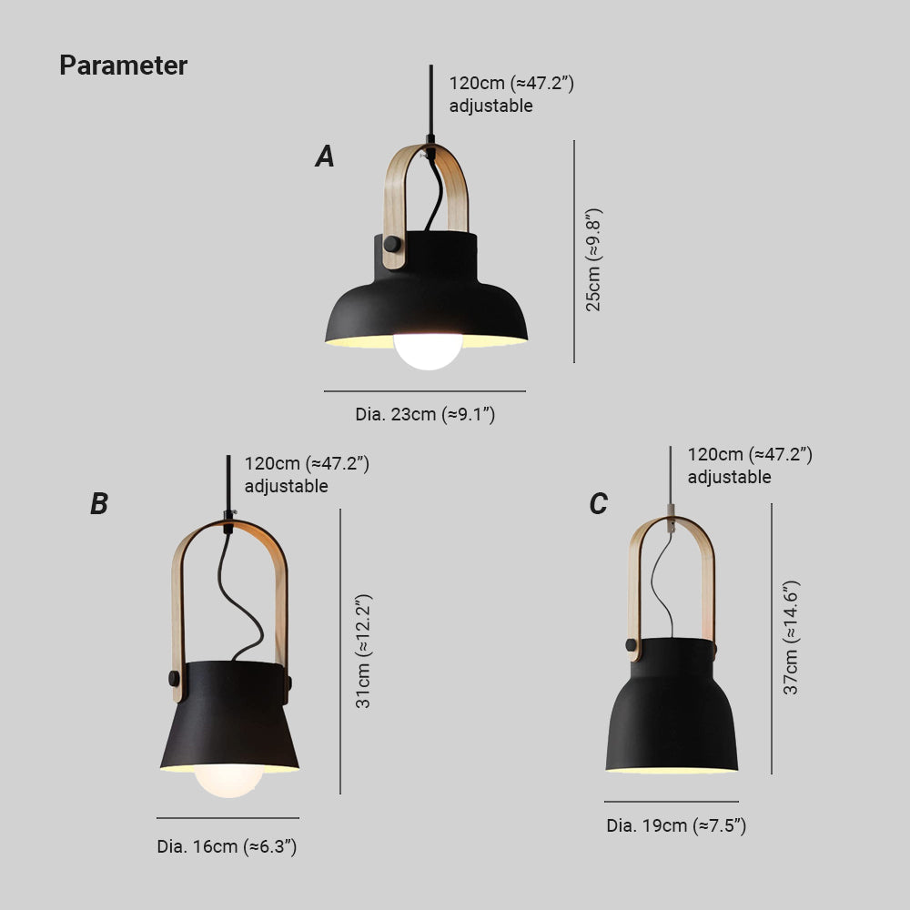 Valentina Vintage Pendant Light Black/Orange Metal/Wood Bedroom