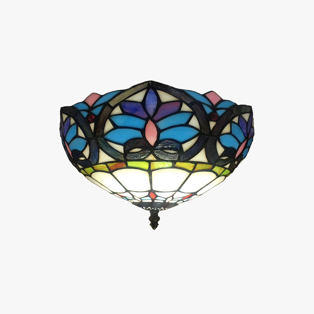 Tiffany Designer LED Flush Mount Ceiling Light Metal Glass Bedroom