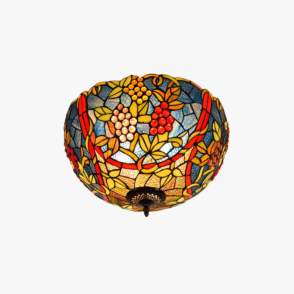 Tiffany Vintage LED Flush Mount Ceiling Light Multicolor Metal/Glass Bedroom